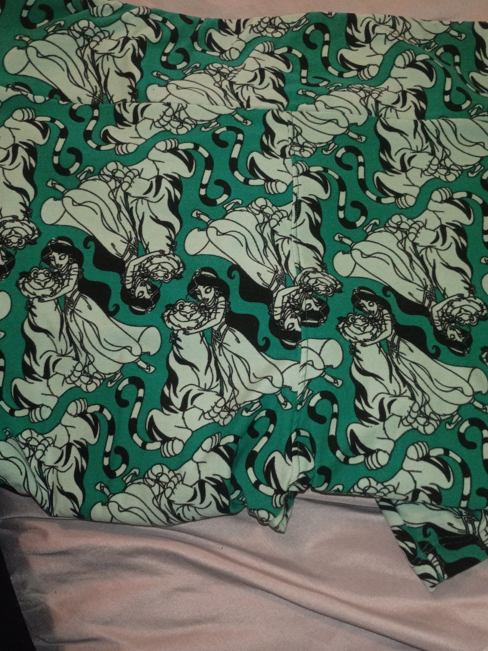 LuLaRoe Women's Teal Jasmine Disney Princess Leggings Tall And Curvy